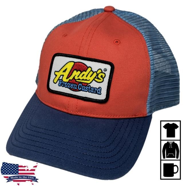 Official Andy's Frozen Custard Merch NEW! Trucker Hat - Mango-Marlin-Slate
