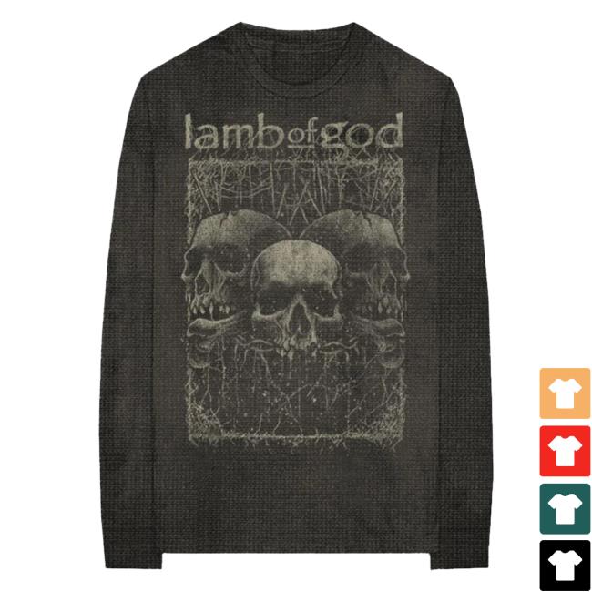 Official Lamb Of God Merch Store Shop Skull Waffle Weave Long Sleeve Top Shirt Lambofgod