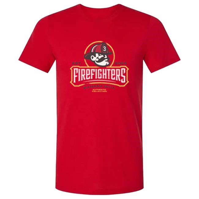 Official Savannah Bananas Merch Store Shop Firefighters Fighter Head Short Sleeve Hot Shirt - Red SavannahBananas