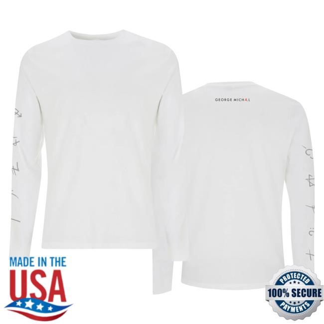 Official George Michael Merch Store George Michael Faith Silver Symbols Long Sleeve Shirt New (White)