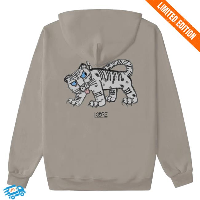 Official Kore Limited Merch Store KoreLimited White Tiger Hooded Sweatshirt (Cement) Kore Limited Apparel Clothing Shop