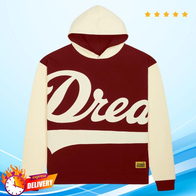 Official Dreamville Merch The Classic Varsity Hooded Sweatshirt Maroon/Cream Dreamville Records