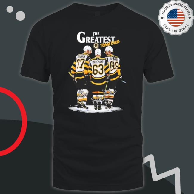 Boston Bruins The Greatest Team Ever Patrice Bergeron Brad Marchand And David Pastrňák Signatures Sweater