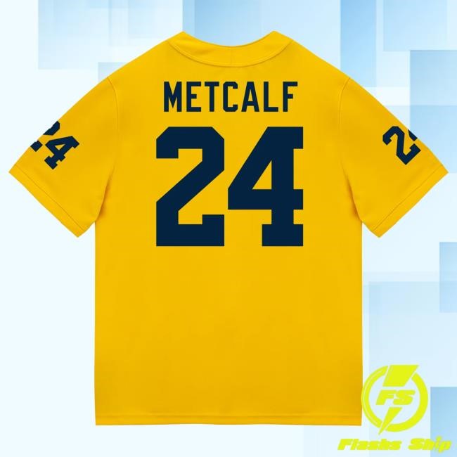 Michigan Wolverines #24 Tevis Metcalf Student Athlete Maize Football Jersey Hot Shirt The M Den Shop