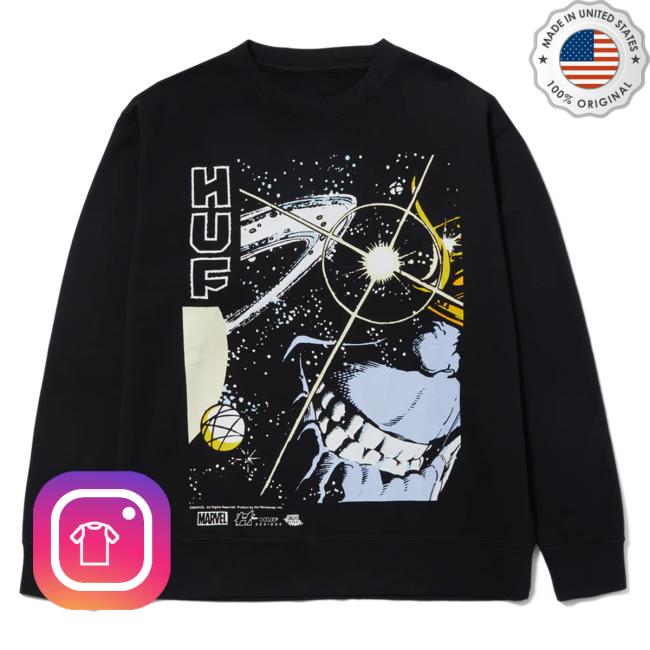 Huf Worldwide Store Shop Huf X Avengers Thanos Eye Washed Crew neck Sweatshirt