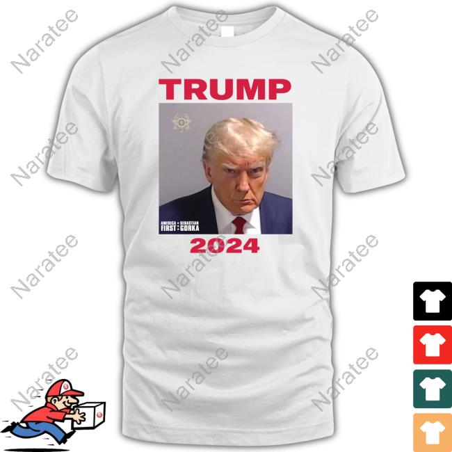 Official America First With Sebastian Gorka Store Merch Trump 2024 Mug Shot Tee