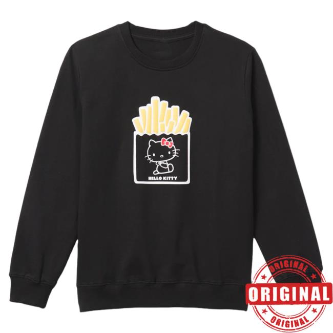 Official Sanrio Apparel Clothing Merch Store Shop Hello Kitty French Fries Popover Sweatshirt Black