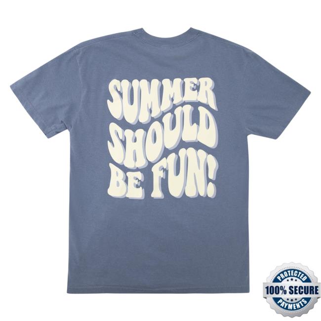 Official Drink Loverboy Merch Store Summer Should Be Fun Popover Shirt - Blue Jean DrinkLoverboy