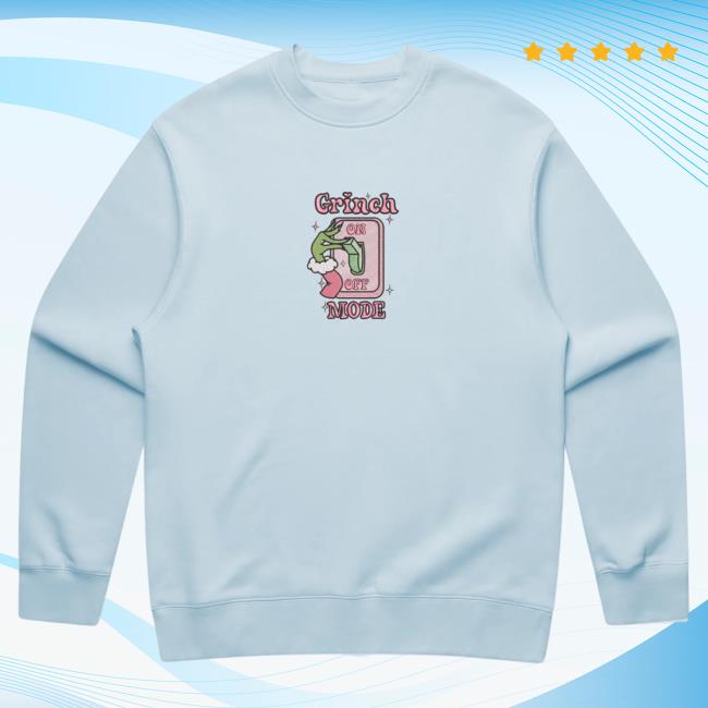 Official Cold Prints Store Merch Grinch Mode Christmas Popover Sweatshirt Light Blue Coldprints Shop
