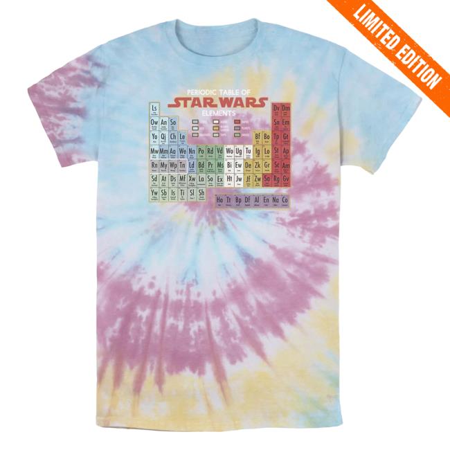 Official Kohls Apparel Clothing Store Shop Merch Licensed Character Star Wars Periodic Table of Elements Tie Dye T-Shirt