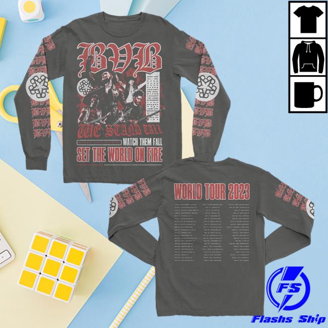 Official Black Veil Brides Merch Store Black Veil Brides 2023 Tour Limited Edition LS T Shirt Black Veil Brides Clothing Shop