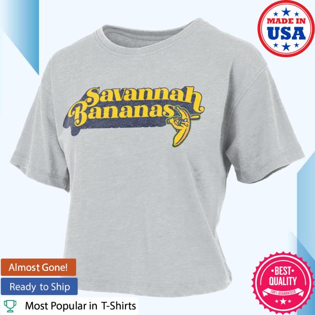 Official Savannah Bananas Merch Store Shop Savannah Bananas Women's Bananas Short Sleeve Crop Shirt New - Gray