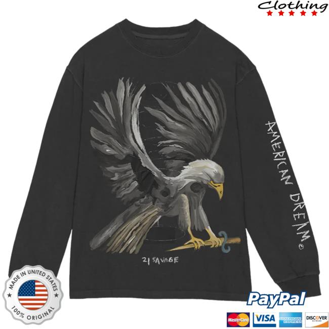 Official 21 Savage Merch Store Saint Laurent Don 21 Savage Eagle Long Sleeve Tee 21 Savage Apparel Clothing 21Savage
