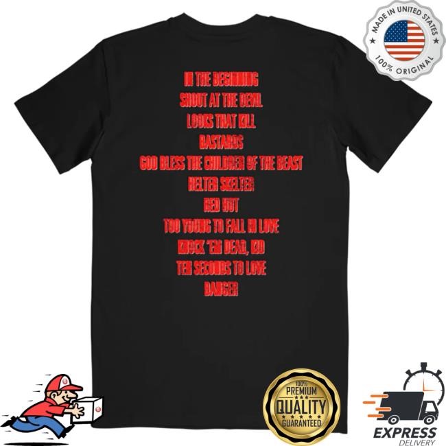 Official Motley Crue Merch Store Mötley Crüe Shout At The Devil Tracklist New Shirt