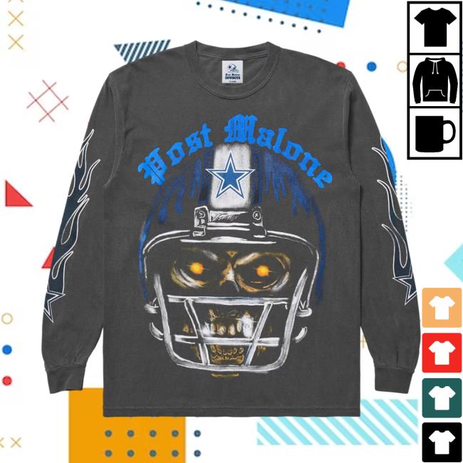 Official Post Malone + Dallas Cowboys Skeleton Long Sleeve Shirt