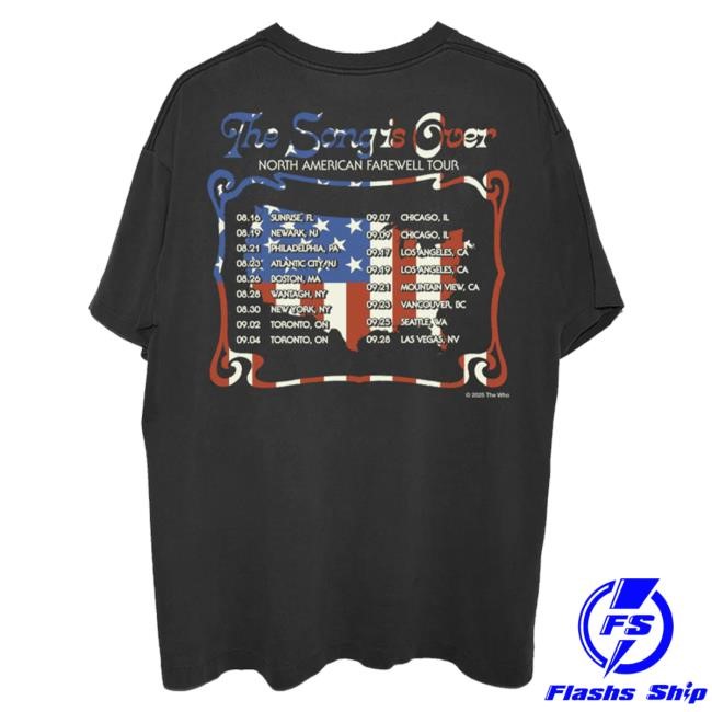 Official The Who The Song is Over North America Photo Dateback Hot Shirt The Who Rock Band