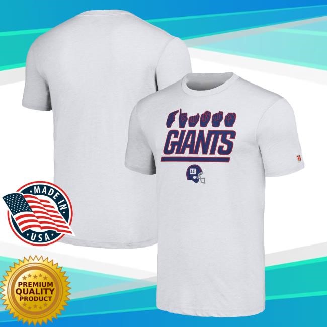 Official New York Giants Bulls Clothing Unisex Homage Ash New York Giants The NFL ASL Collection by Love Sign American Sign Language Hot Shirt NewYorkGiants