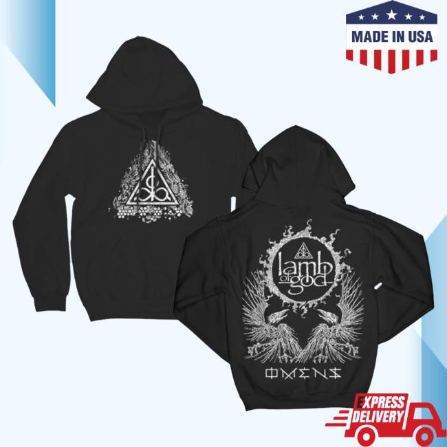 Official Lamb Of God Merch Store Omens Skeleton Eagle Hooded Sweatshirt