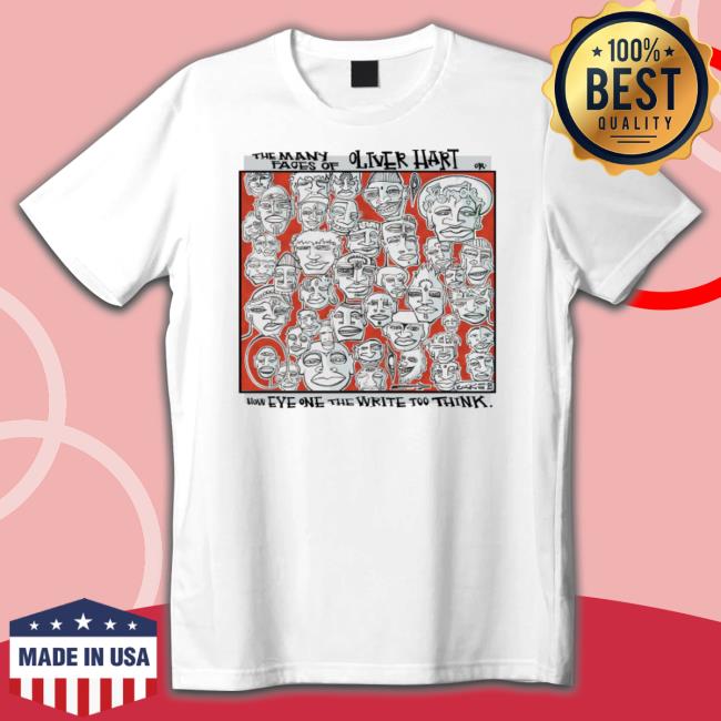 The Many Faces Of Oliver Hart Cover How Eye One The Write Too Think Tee Shirt