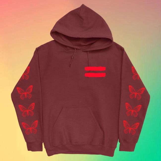 Official Ed Sheeran Merch Store Repeat Butterfly Burgundy Hood