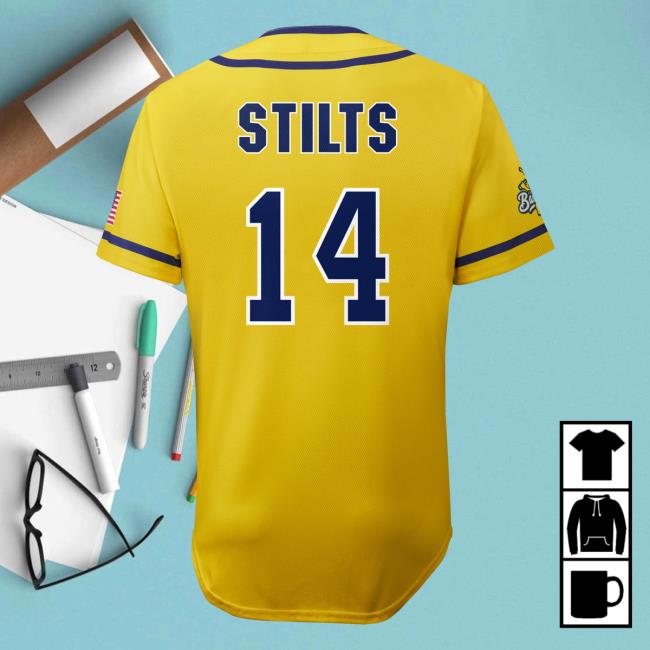 Official Savannah Bananas Merch Store Shop Savannah Bananas Bananas Stilts #14 Evoshield Jersey Shirt New - Yellow SavannahBananas