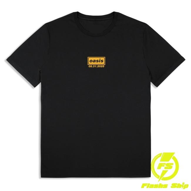 Official Oasis Tour Merch Live '25 East Rutherford Event Tshirt Black 31st August