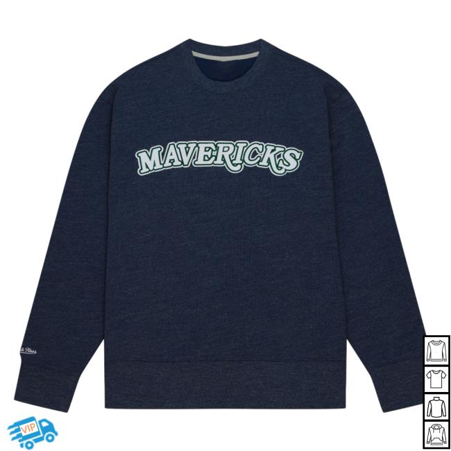 Official Mitchell And Ness Clothing Store Shop Playoff Win 2.0 Crew neck Sweatshirt Vintage Dallas Mavericks Official Mitchell And Ness Clothing Store Shop