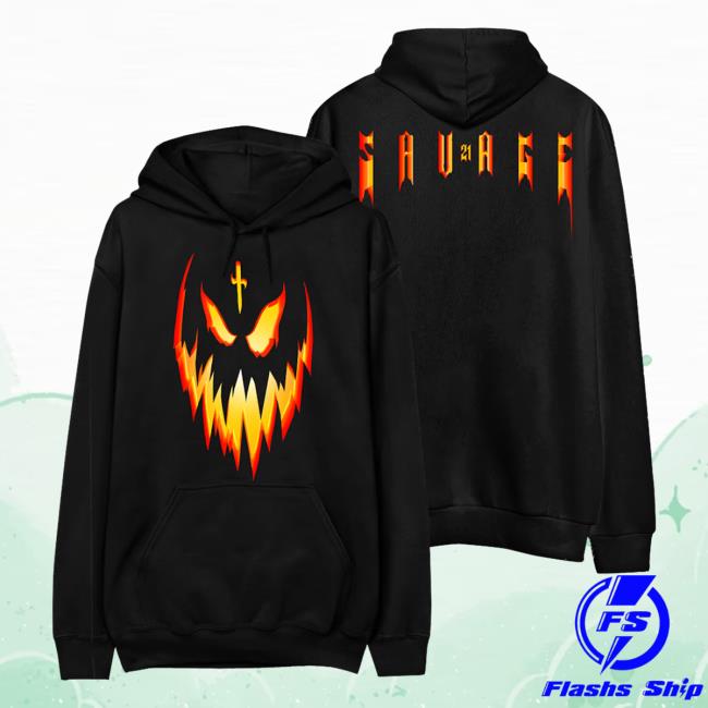 Official 21 Savage Merch Store Haunted Popover Hoodie Orange 21 Savage Apparel Clothing Shop 21Savage