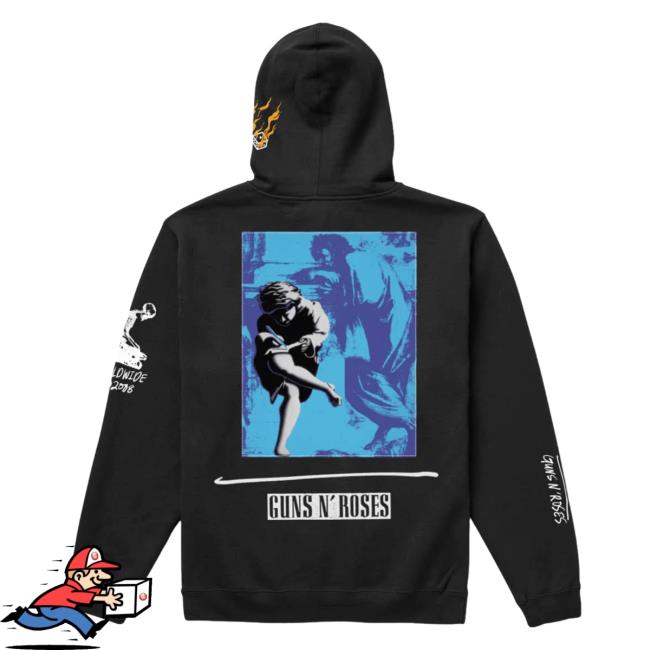 Official Primitive Skateboarding Apparel Clothing Merch Store Shop Estranged Hw Guns N' Roses Hooded Sweatshirt Black
