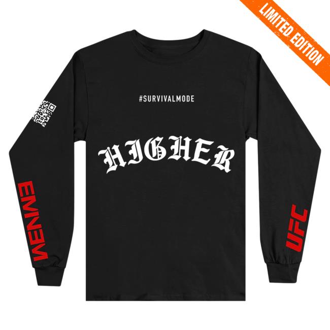 Official Eminem Slim Shady Clothing Shop Store Ufc X Eminem Higher Long Sleeve Shirts Black SlimShady Merch