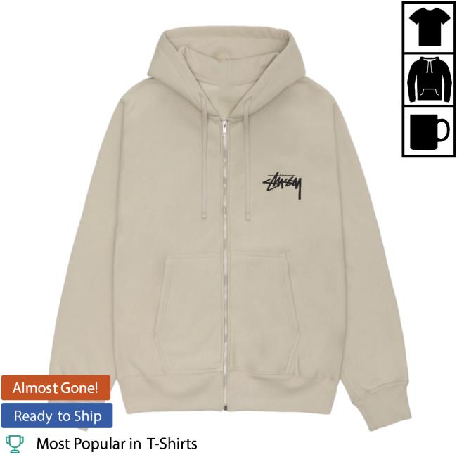 Official Stussy Clothing Store Shop Merch Classic Dot Zip Up Hoodies Khaki Apparel