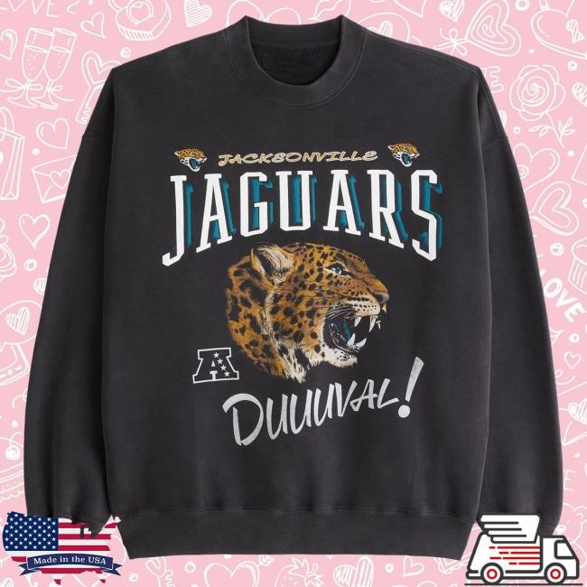 Official Abercrombie And Fitch Merch Jacksonville Jaguars Graphic Crew Neck Sweatshirt NFL by Abercrombie
