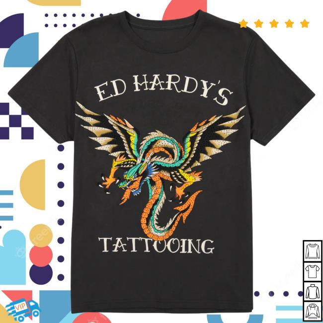 Official Ed Hardy Merch Store Rhinestone Dragon Wings T-Shirt EdHardy Apparel Clothing Shop