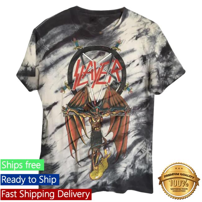 Official Slayer Clothing Store Shop Merch Crucified Demon Tie Dye Hot Shirt
