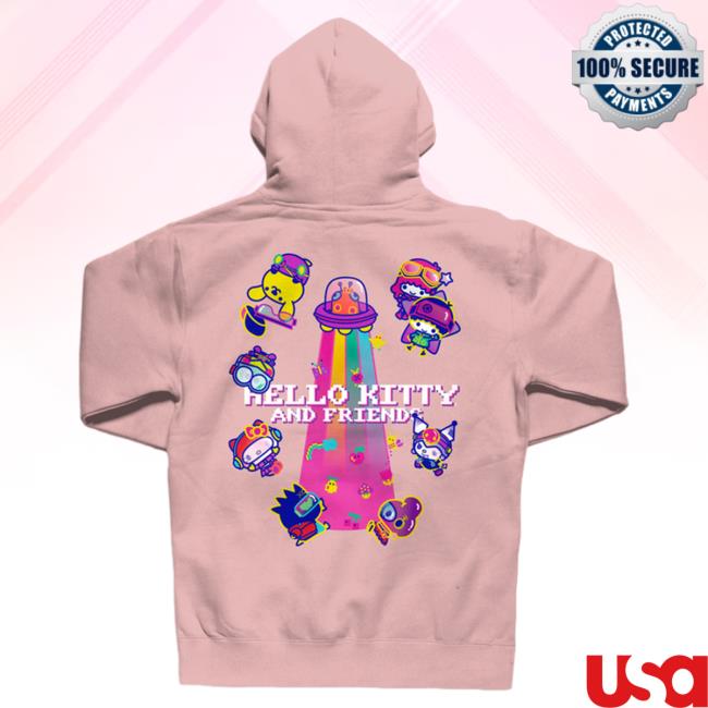 Official Sanrio Apparel Clothing Merch Store Shop Girl X Sanrio Kawaii Arcade Friends Pullover Hoodie (Dusty Pink)