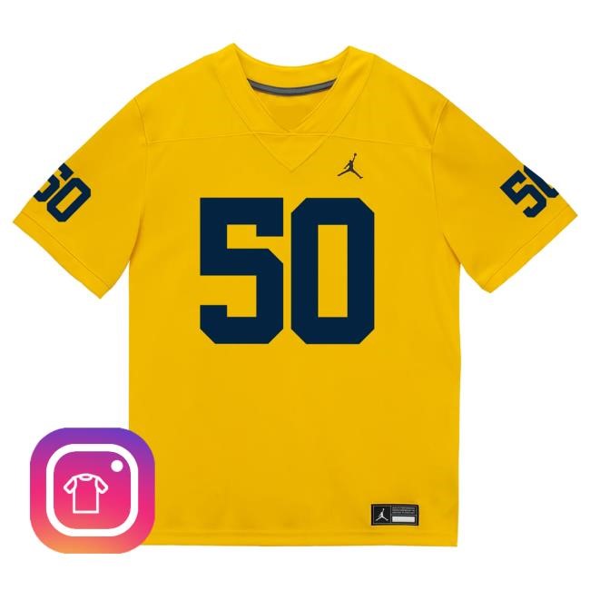 The M Den Michigan Wolverines #50 Luke Hamilton Student Athlete Maize Football Jersey Tshirt