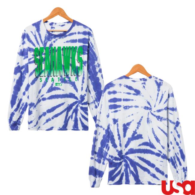Official Junk Food Apparel Clothing Store Shop Junkfoodclothing Seattle Seahawks Game Time Tie Dye L/S T Shirt Liberty Tie-Dye