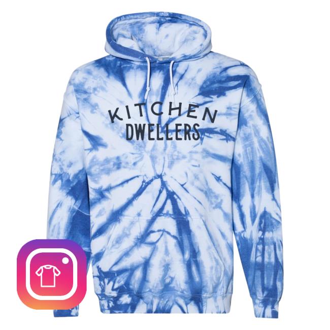 Official The Merch Collective Kitchen Dwellers Blue Tie Dye Hooded Sweatshirt