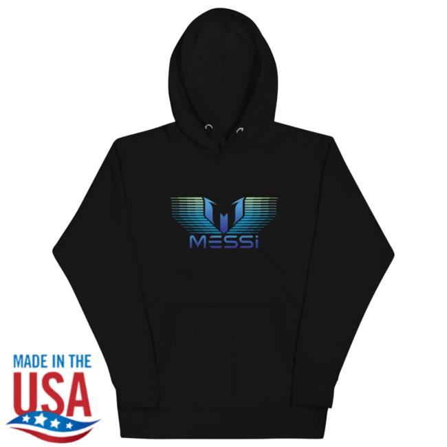 Official Messi Merch Blue Green Gradation Logo Hoodie New