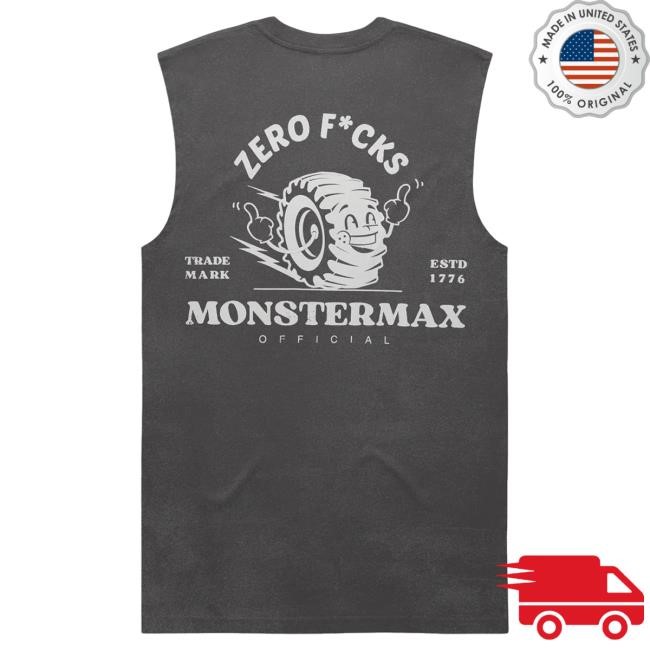 Official Monstermax Merch Store Zero Fucks Black Tank T Shirt