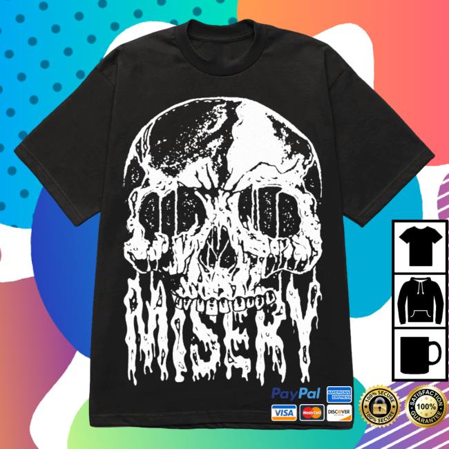 Official Misery Worldwide Skull Drip Graphic Print Black Tshirt