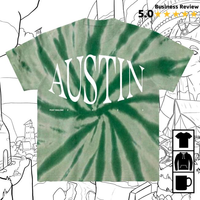 Official Post Malone Apparel Clothing Merch Store Tie-Dye Post Malone Austin Green Tie Dye Tshirt PostMalone Shop