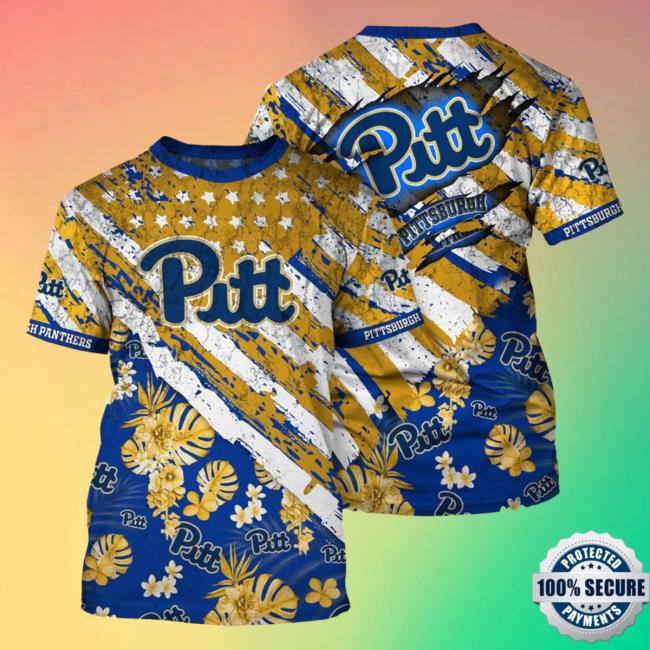 Banantees Pittsburgh Panthers Tropical Flower Style And Flag All Over Printed 3D Long Sleeve T Shirt