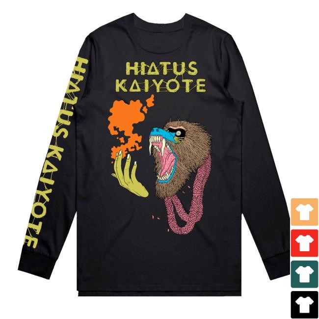 Baboon Fire Hand On Black Long Sleeve Shirt Hiatus Kaiyote Band Merch