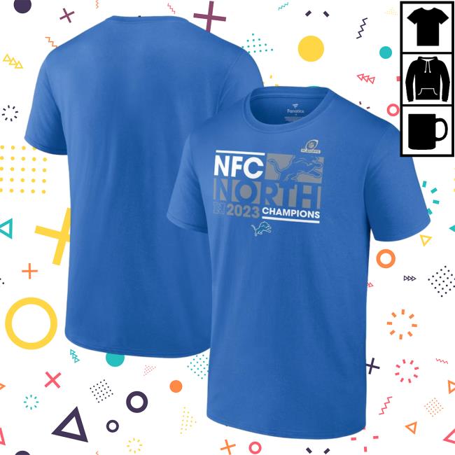 Detroit Lions Fanatics Branded Blue 2023 NFC North Division Champions Conquer Shirt New