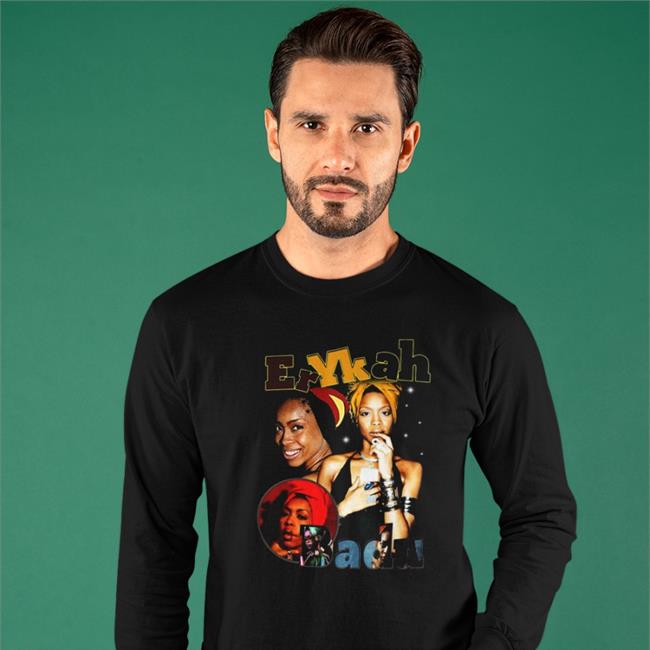 Cute Face Design Of Erykah Badu Long Sleeve Tee Shirt