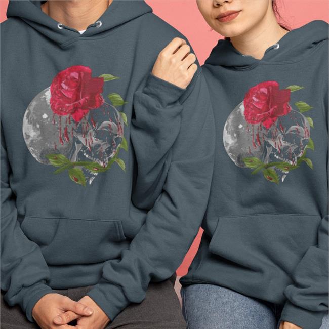 Best Seller Moon Rose Skull Gothic Illustration Emo Death Metal Punk Shirt