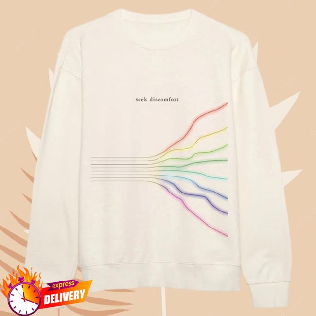 Official Seek Discomfort Merch Bone Rainbow Lightening Crewneck Sweatshirt