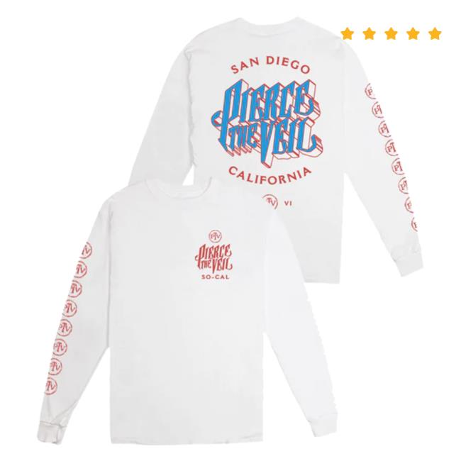 Official Pierce The Vei Clothing Store Shop Ptvmerch So-Cal San Diego Arch Long Sleeve Shirt Ptv Merch