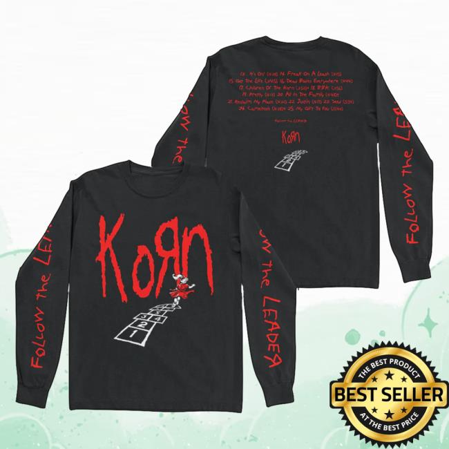 Official Korn Clothing Store Shop Merch Korn The Bold Hopscotch Tracklist Long Sleeve Is A Black Long Sleeve Tees Korn Follow The Leader